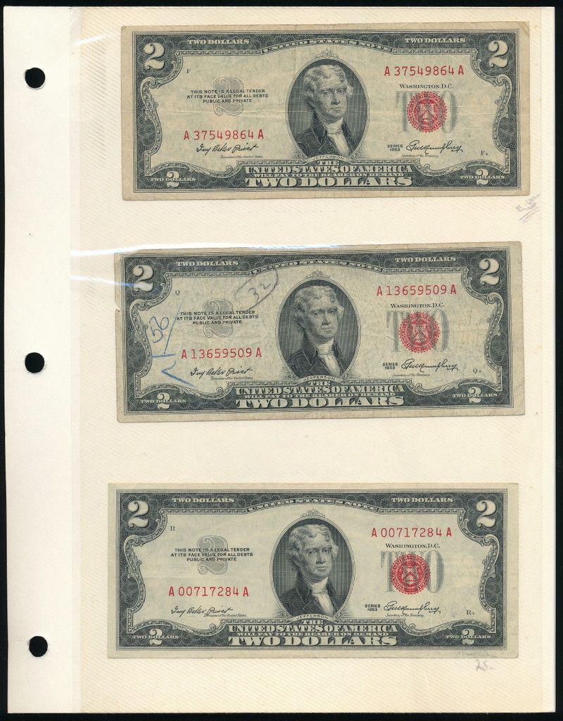 (6) Rare United States Notes (1953): Winner shall receive this collectors page (double sided insert) and the exact (6) notes shown here.