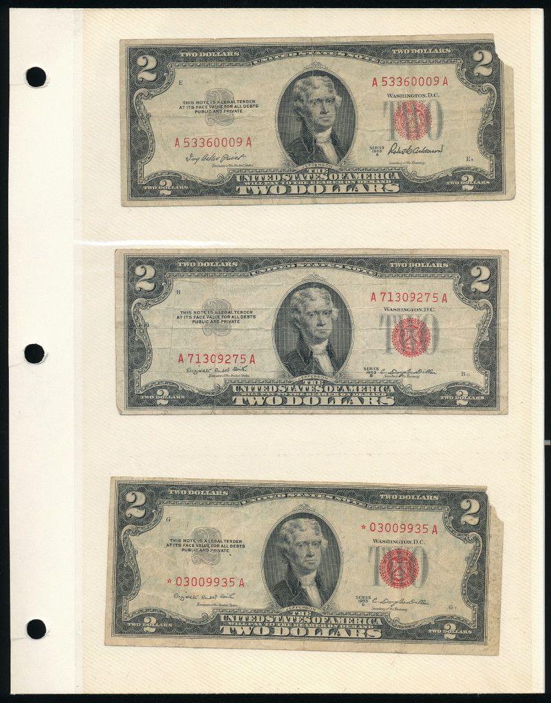 (6) Rare United States Notes (1953): Winner shall receive this collectors page (double sided insert) and the exact (6) notes shown here.