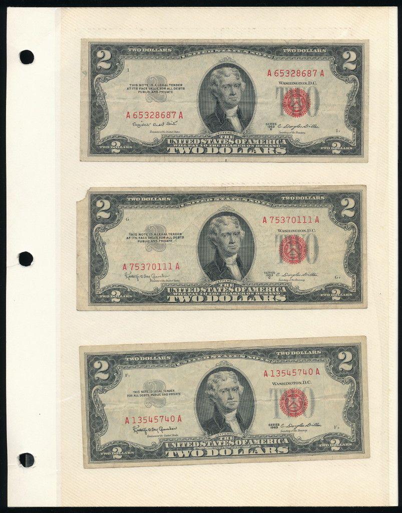 (6) Rare United States Notes (1953-1963): Winner shall receive this collectors page (double sided insert) and the exact (6) notes shown here.