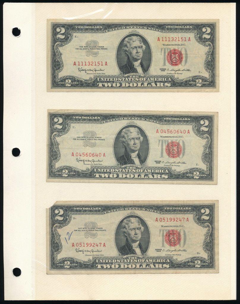 (6) Rare United States Notes (1963): Winner shall receive this collectors page (double sided insert) and the exact (6) notes shown here.