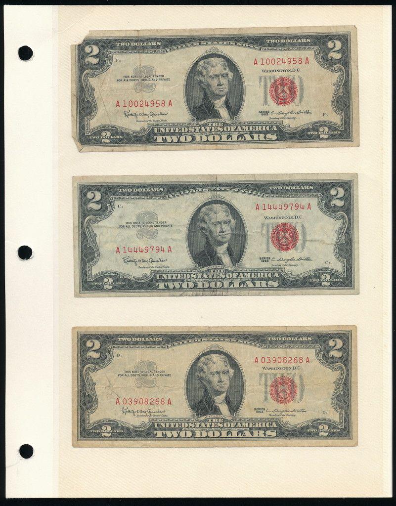 (5) Rare United States Notes (1963): Winner shall receive this collectors page (double sided insert) and the exact (5) notes shown here.