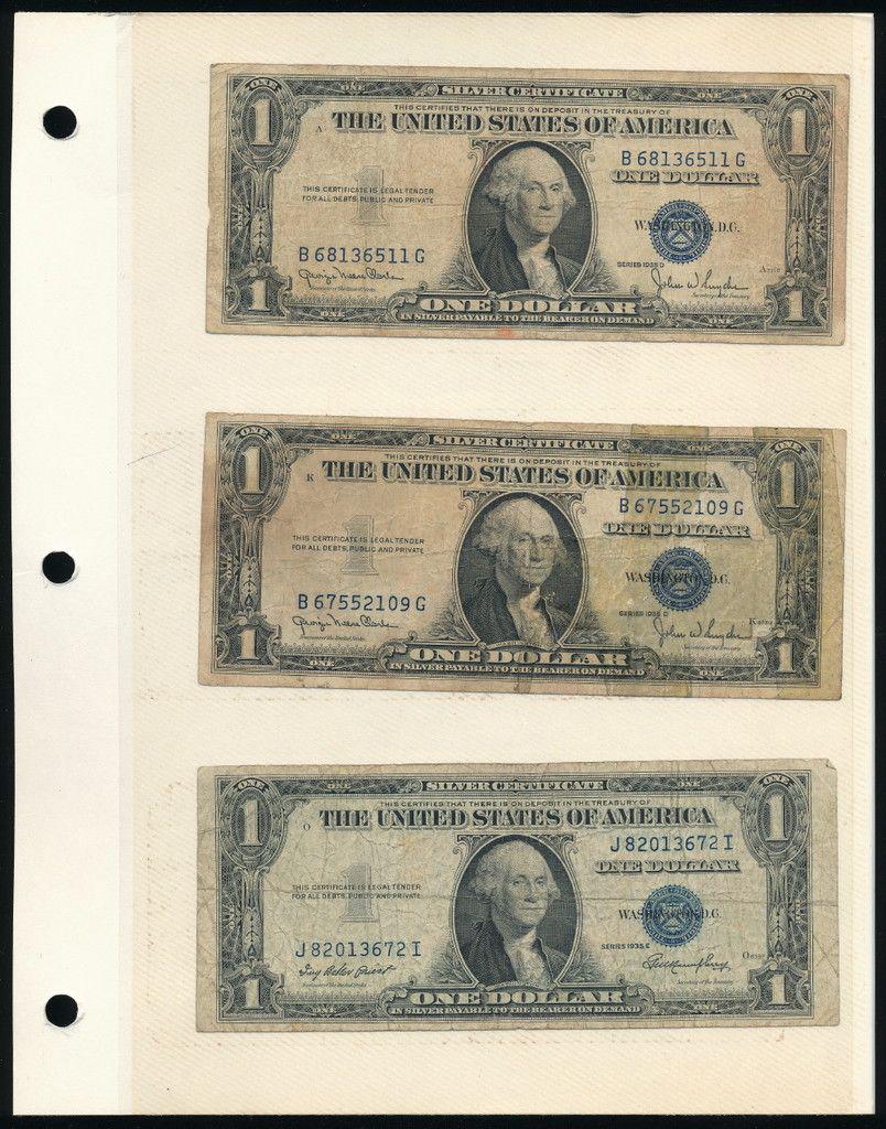 (6) Rare Silver Certificates (1935): Winner shall receive this collectors page (double sided insert) and the exact (6) notes shown here.