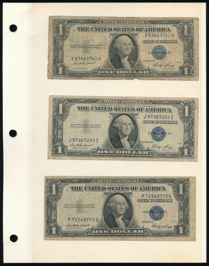 (6) Rare Silver Certificates (1935): Winner shall receive this collectors page (double sided insert) and the exact (6) notes shown here.