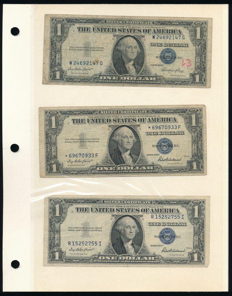 (6) Rare Silver Certificates (1935): Winner shall receive this collectors page (double sided insert) and the exact (6) notes shown here.