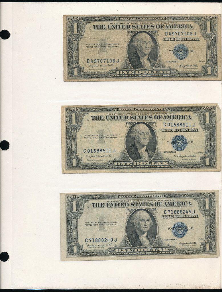 (6) Rare Silver Certificates (1935): Winner shall receive this collectors page (double sided insert) and the exact (6) notes shown here.