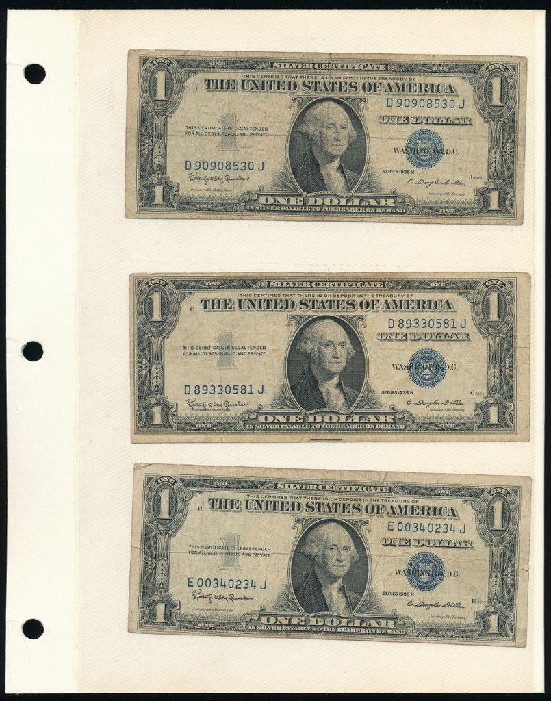 (6) Rare Silver Certificates (1935-1957): Winner shall receive this collectors page (double sided insert) and the exact (6) notes shown here.