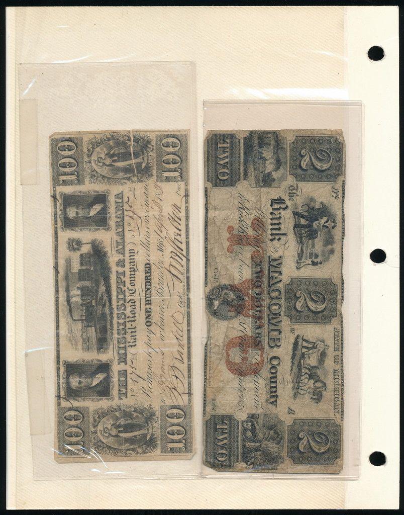 (2) Rare Large Size Currency Notes: Winner shall receive this collectors page which is a double sided insert and you shall receive the exact (2) notes shown here.