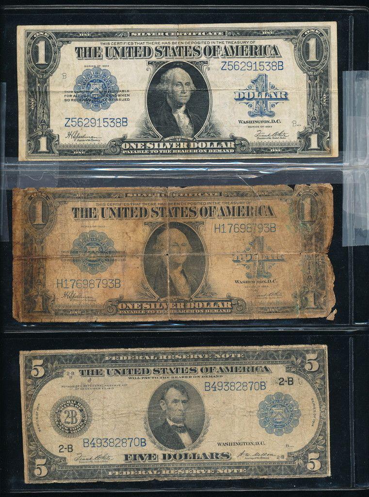 (3) Rare Large Sized Currency: (2) Silver Certificates(1) Federal Reserve NoteWinner shall receive the exact (3) notes shown here.