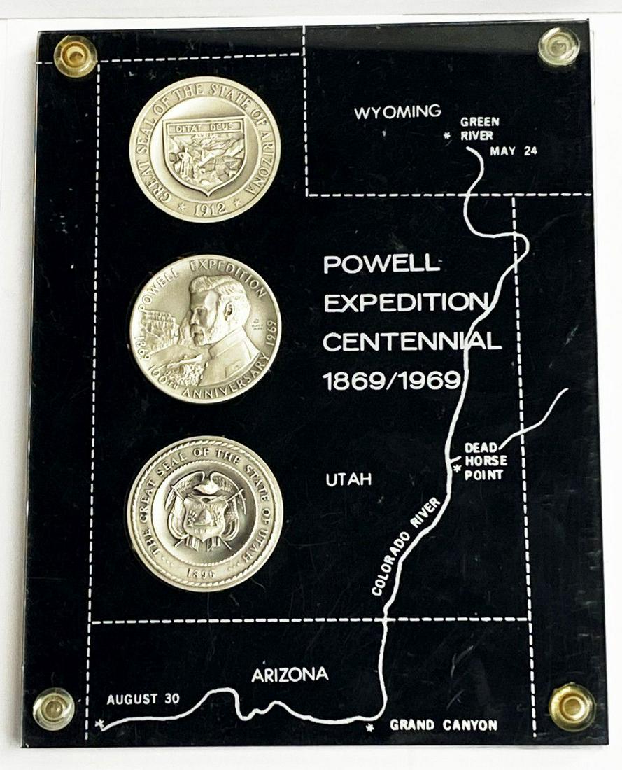 (3) 1969 Slvr Powell Expedition 100th Anniv. Medals Set: (3) 1969 Silver Powell Expedition 100th Anniversary Medals Set. This expedition set out from Green River Station on May 24, 1869. Powell led a group of ten men, gravely inexperienced on whitewater rap