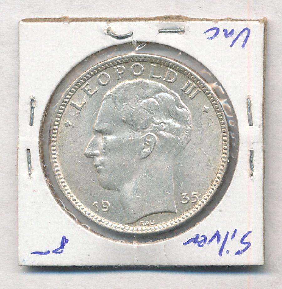 1935 Belgium 20 Francs 68% Silver Coin: Winner shall receive the exact coin shown here.