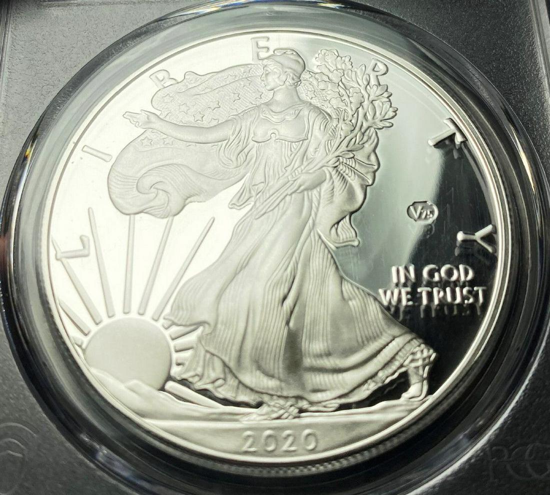 V-75 Privy PCGS Proof 70 2020 Silver Eagle: Winner shall receive the exact coin shown here.