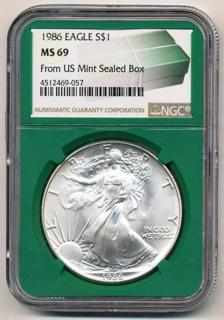 1986 American Silver Eagle NGC MS69: Winner shall receive the exact coin shown here.