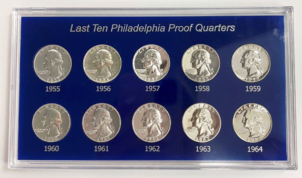 Proof Silver Quarter Set 1955-1964 Proof 66+: Winner shall receive the exact item shown here.