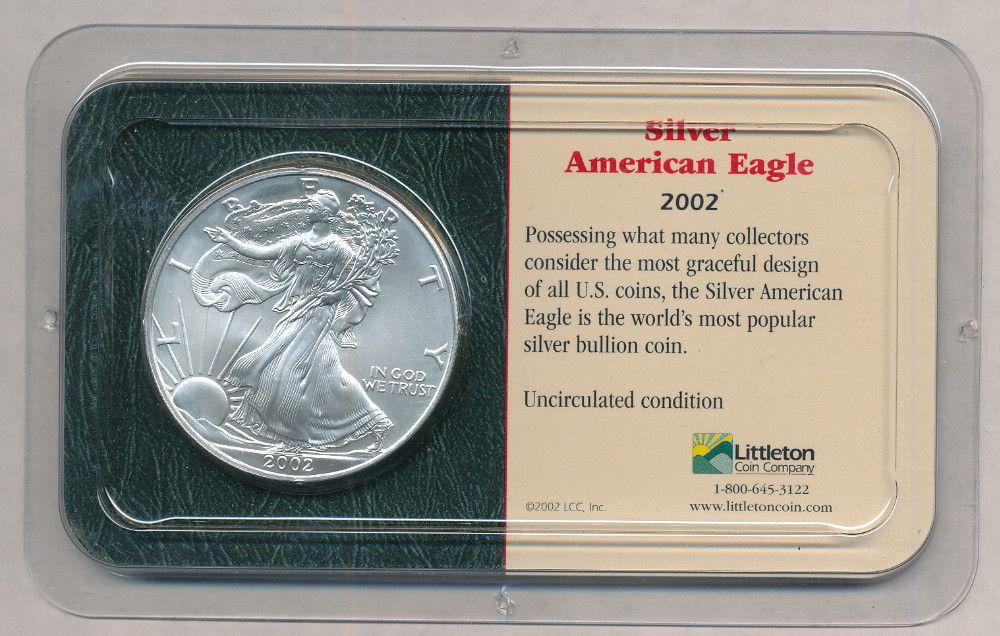 2002 American Silver Eagle 1 oz Coin Littleton Coin Co.: Winner shall receive the exact coin shown here.