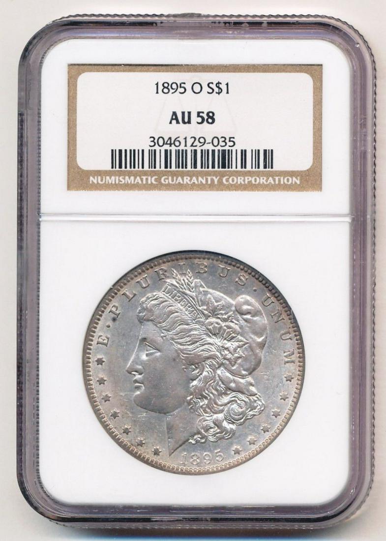 1895-O Morgan Silver Dollar NGC AU58: Winner shall receive the exact coin shown here.