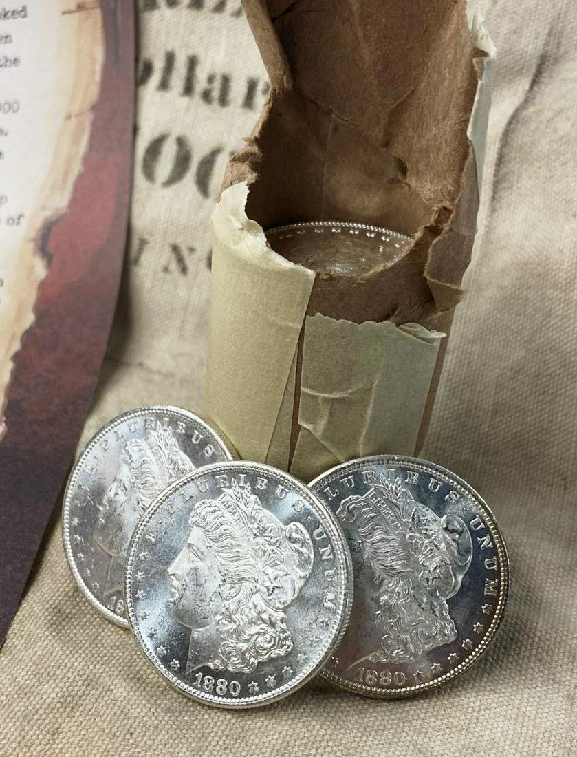Roll (20) From Unearthed Hoard 1880-S Morgan: Winner will the exact 1 Original Roll (20-coins) of these amazing Unearthed Morgans shown here. I have to say, this lot is one of the most well-preserved treasure troves of BU Morgan Silver Dollars th