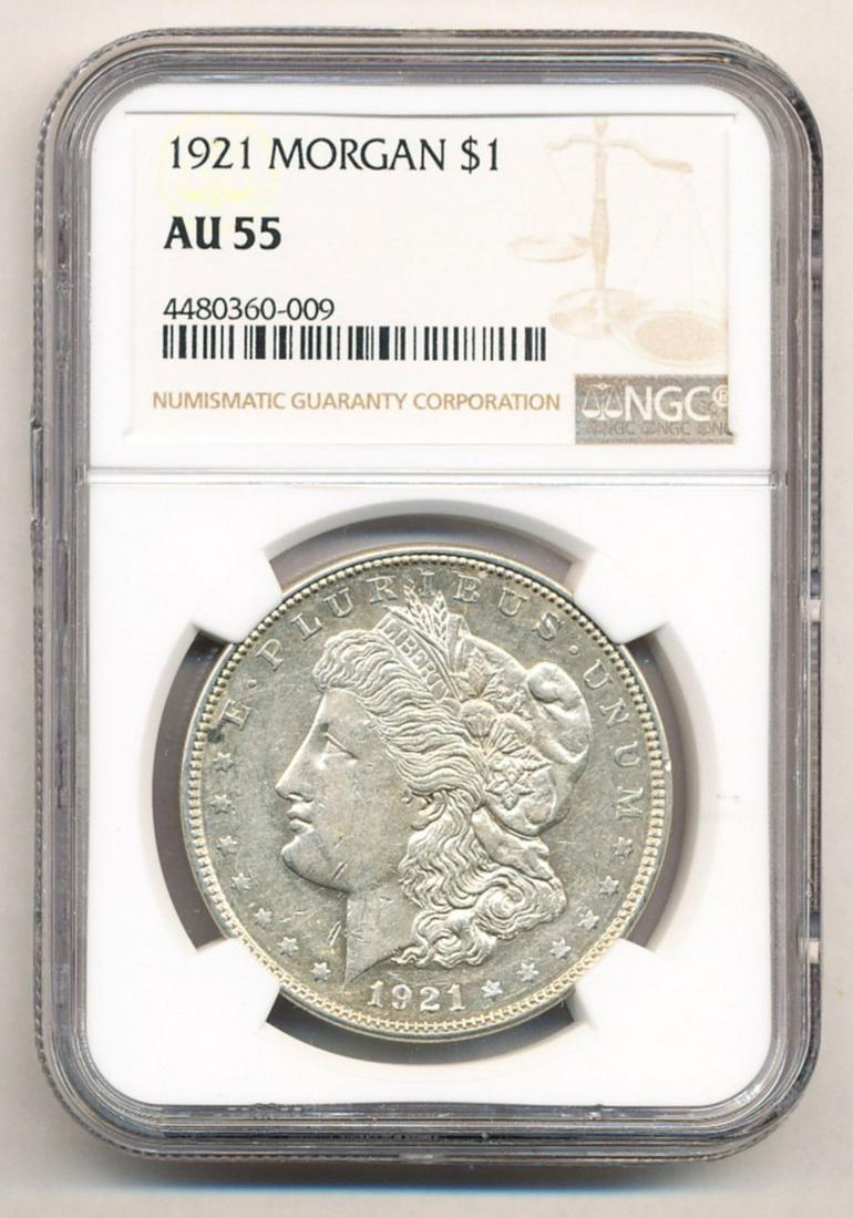 1921 Morgan Silver Dollar NGC AU 55 (1 of 2)