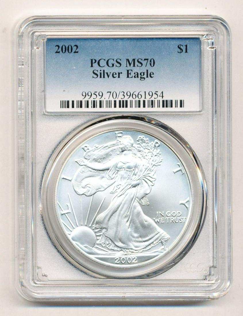 2002 American Silver Eagle PCGS MS70 PERFECT GRADE! (1 of 2)