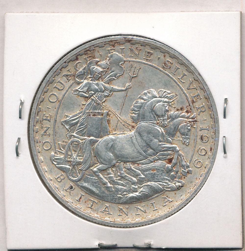 1999 Great Britain 1 oz Silver Britannia 2 Pound Coin (1 of 2)