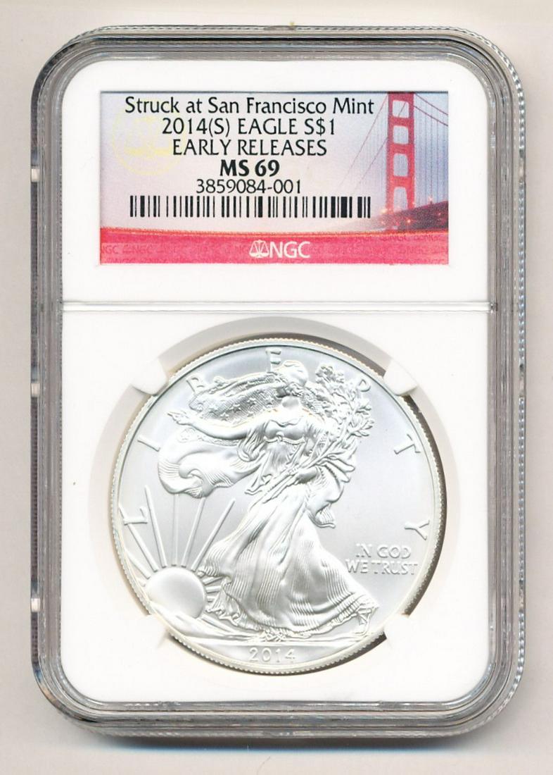 2014-S Silver Eagle NGC MS69 Early Releases S.F. Bridge (1 of 2)