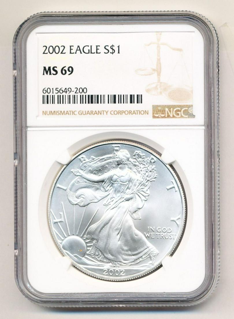 2002 American Silver Eagle 1 oz .999 NGC MS 69 (1 of 2)