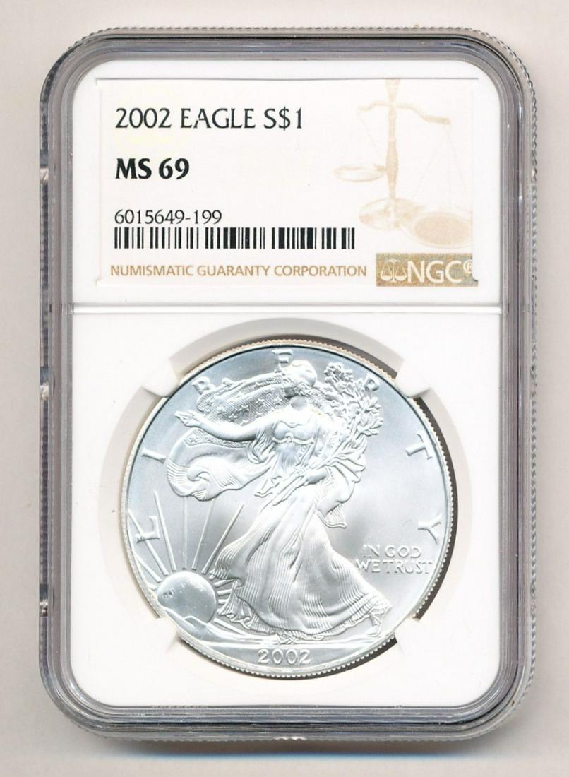 2002 American Silver Eagle 1 oz .999 NGC MS 69 (1 of 2)