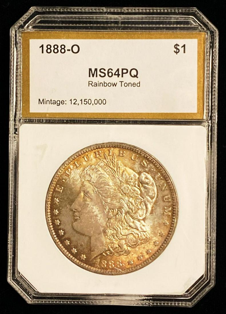 1888-O Morgan Silver Dollar PCI MS64 Rainbow Toned (1 of 7)