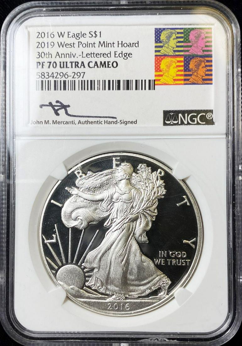 2016-W Silver Eagle PF70 Ultra Cameo Mercanti Signature (1 of 3)