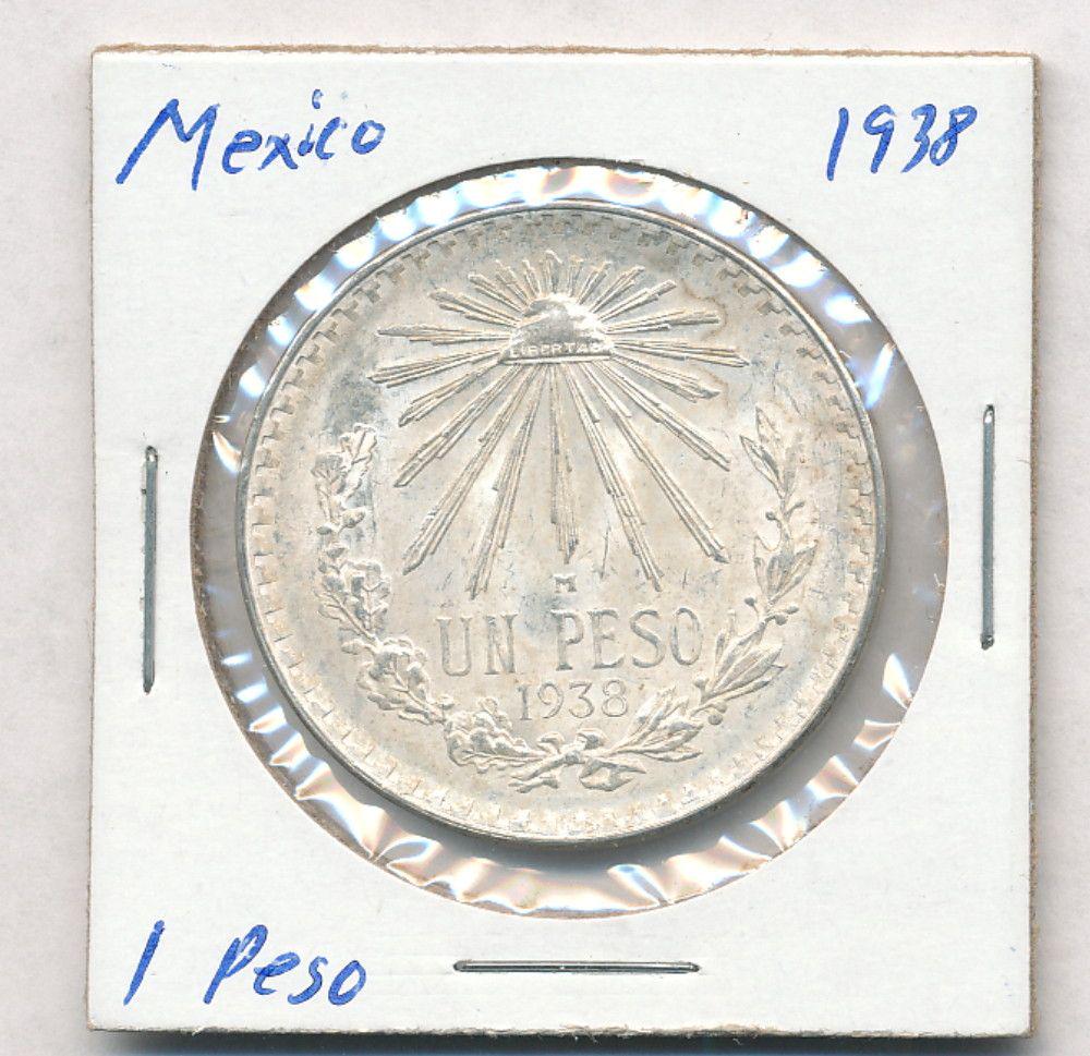 1938 Mexico 1 Peso 72% Silver Coin (1 of 2)