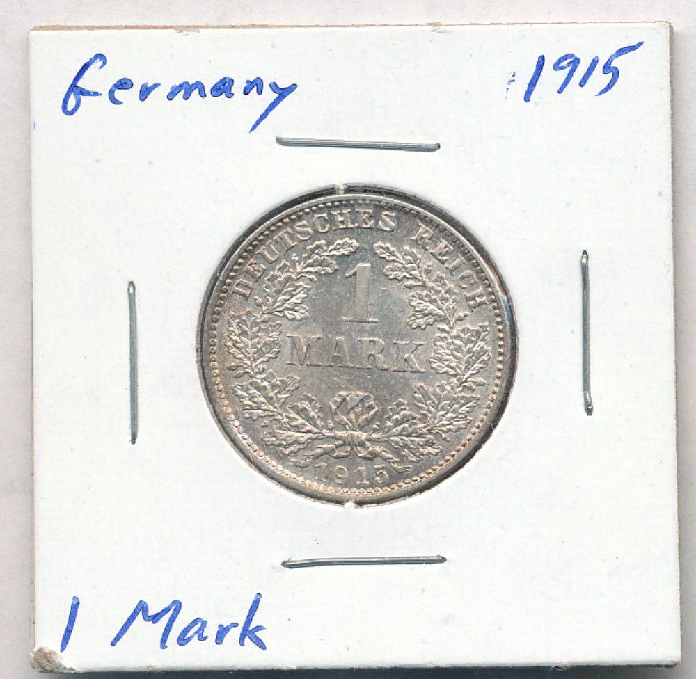 1915 Germany 1 Mark 90% Silver Coin (1 of 2)
