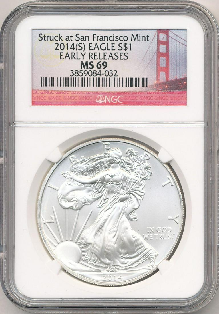 2014-S Silver Eagle NGC MS69 Early Releases (1 of 2)