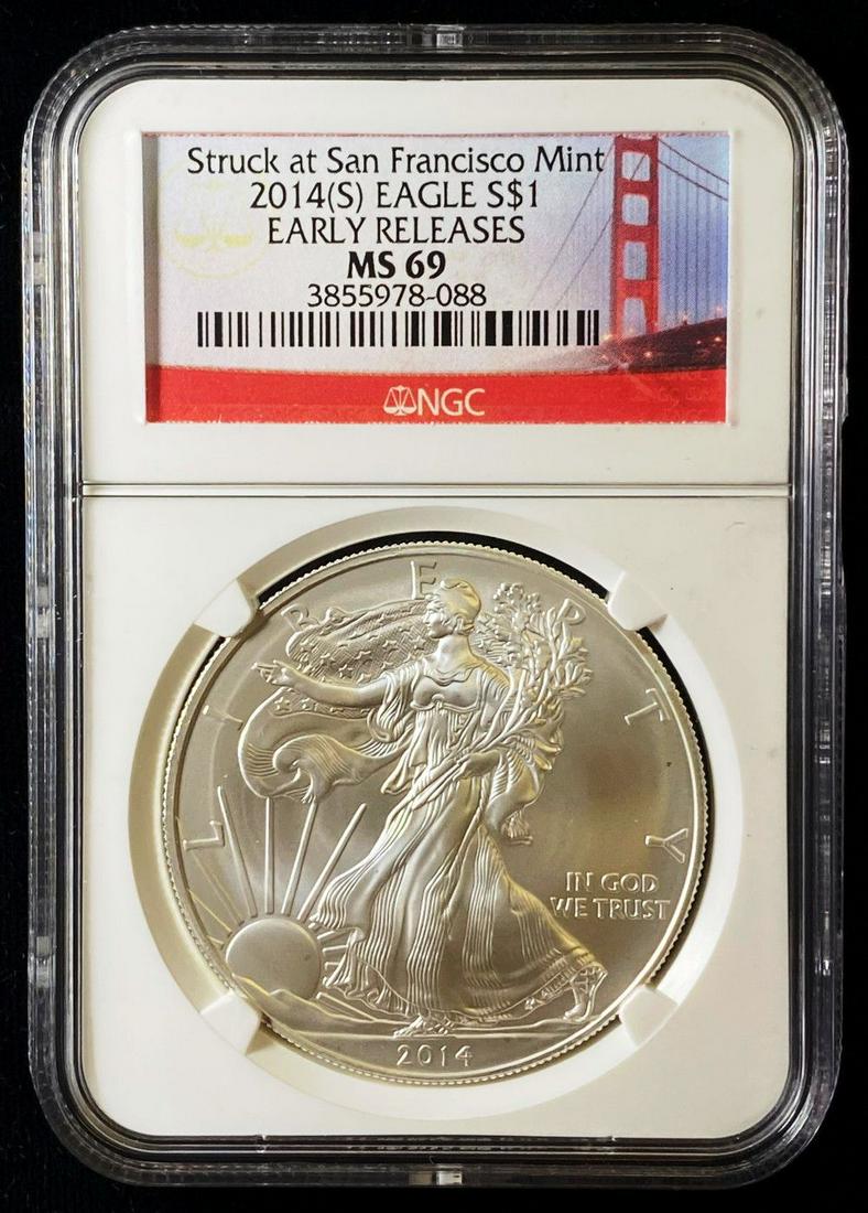 NGC MS69 2014 $1 Silver Eagle- 088 (1 of 4)