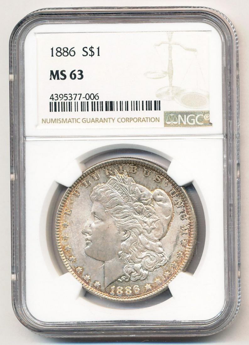 1886 Morgan Silver Dollar NGC MS 63 (1 of 2)