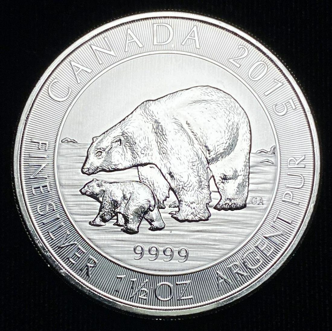 1.5 OZ  2015 Polar Bear Silver Canadian Maple Leaf (1 of 2)