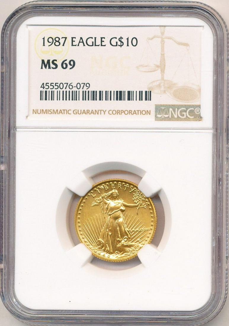 1987 $10 Gold Eagle NGC MS69 (1 of 4)