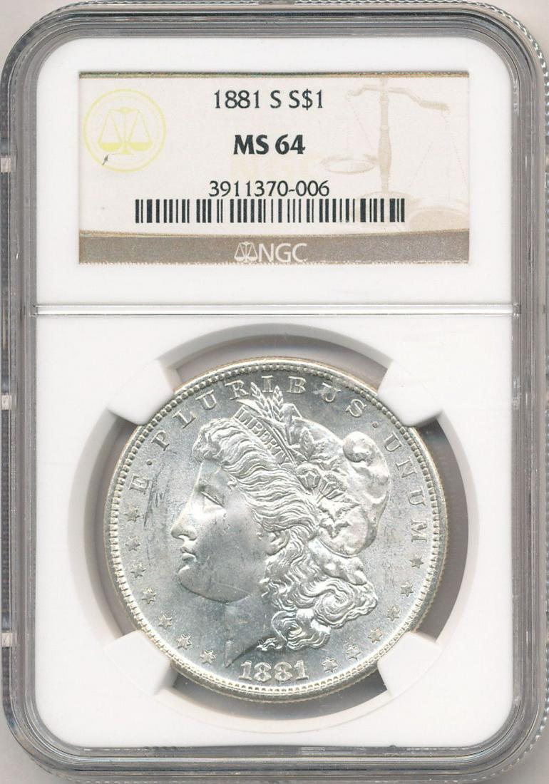 Hot Morgan Silver Dollars! 1881-S NGC MS64 (1 of 4)