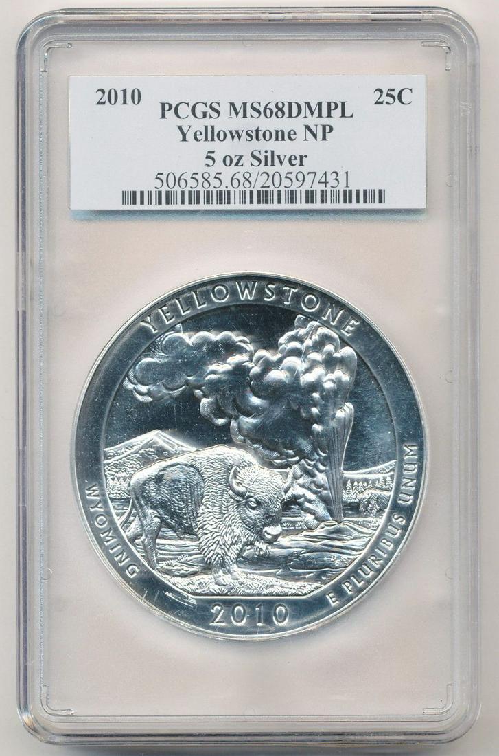 2010 Yellowstone NP WY ATB 5 oz Silver PCGS MS68 (1 of 5)