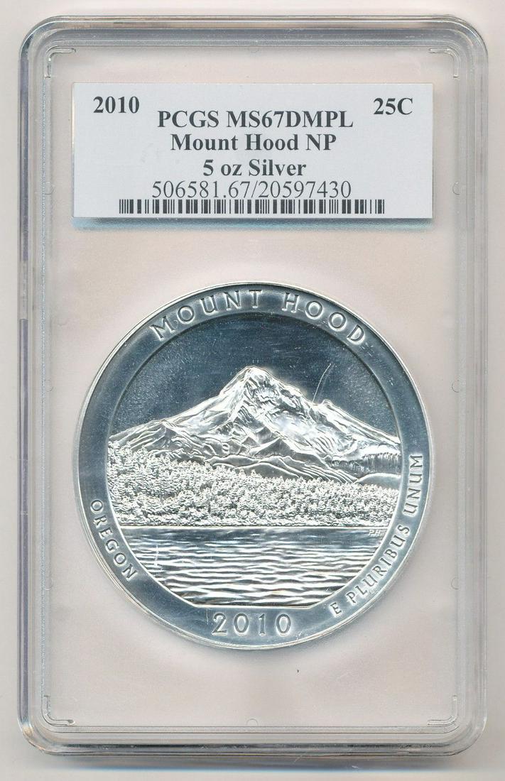 2010 Mount Hood NP OR ATB 5 oz Silver PCGS MS67 (1 of 5)