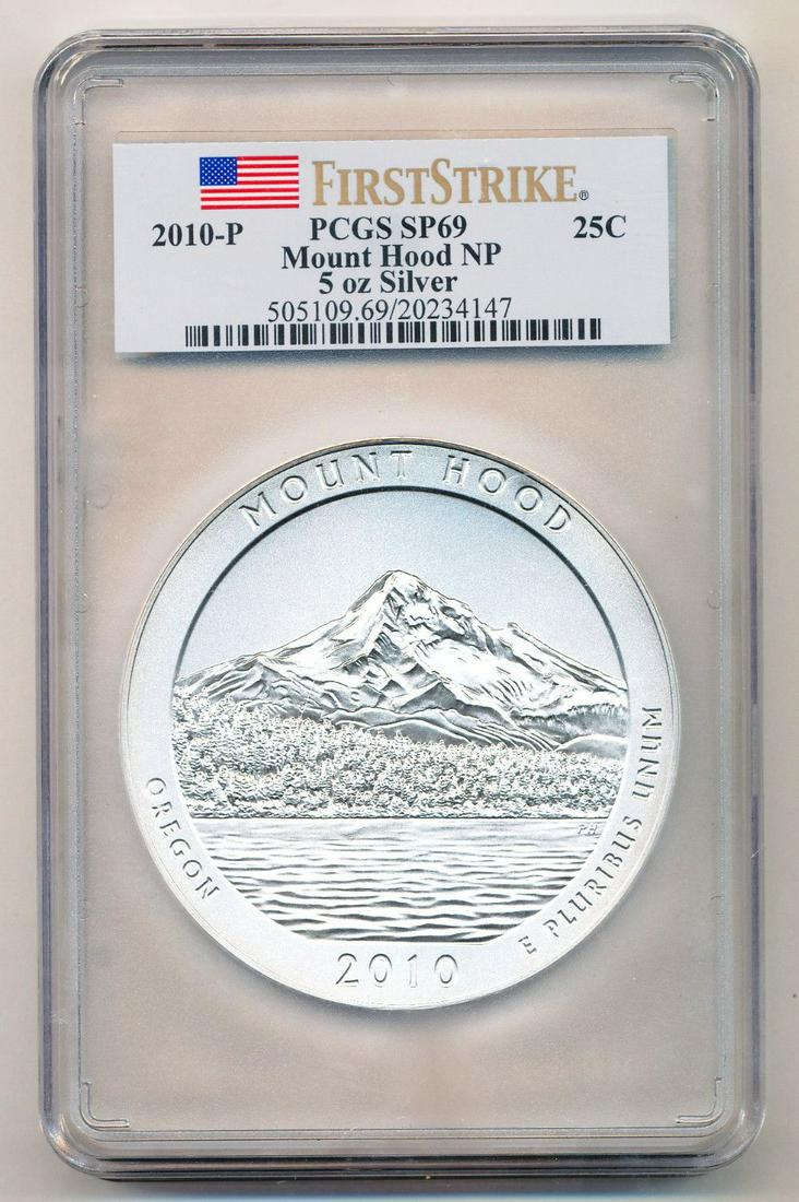 2010 Mount Hood NP OR ATB 5 oz Silver PCGS SP69 (1 of 5)