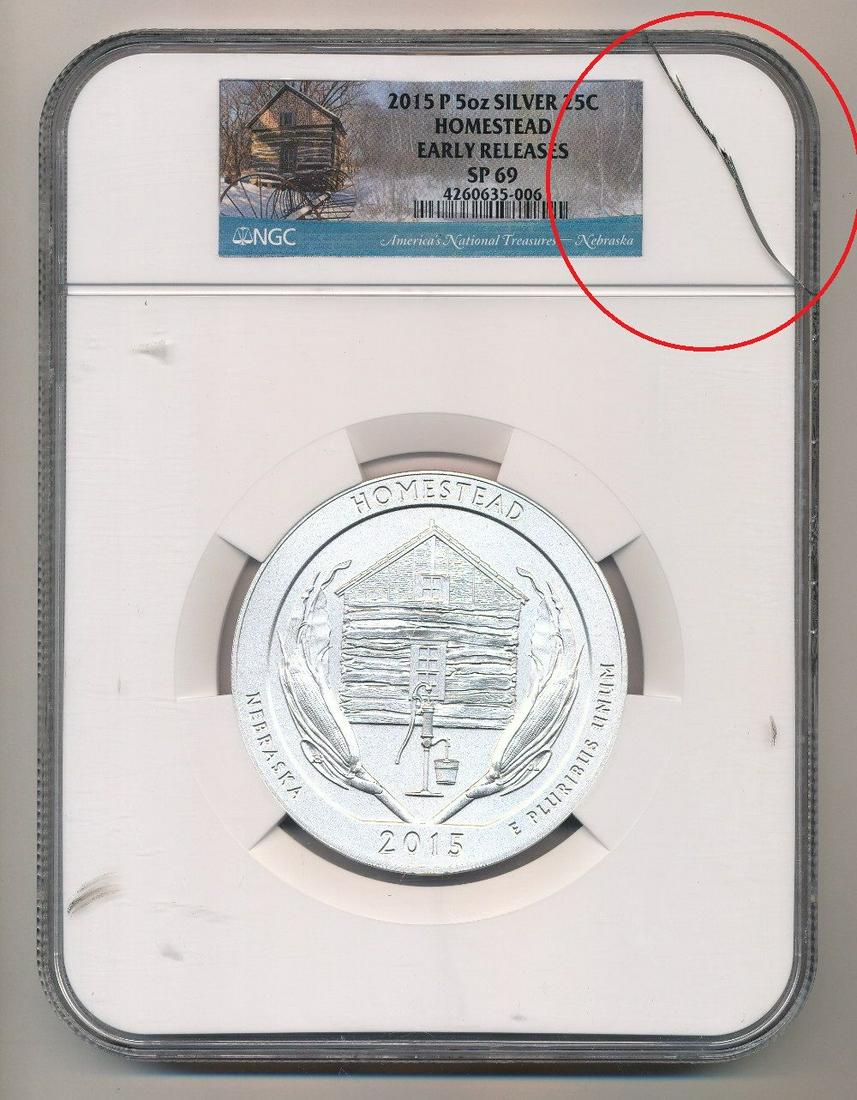 2015 Homestead NE ATB 5 oz Silver NGC SP69 Cracked Case (1 of 5)