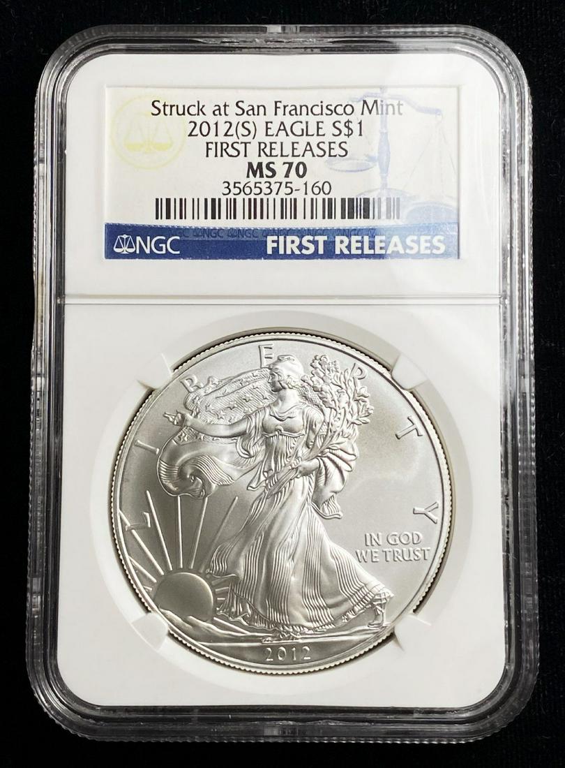 2012-S 1 Oz Silver Eagle First Releases NGC MS70 (1 of 2)