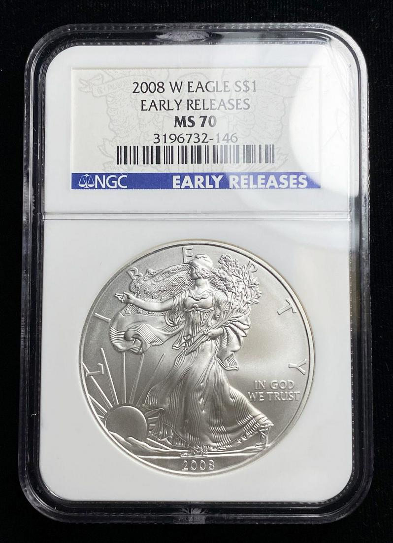2008-W 1 Oz Silver Eagle Early Releases NGC MS70 (1 of 2)