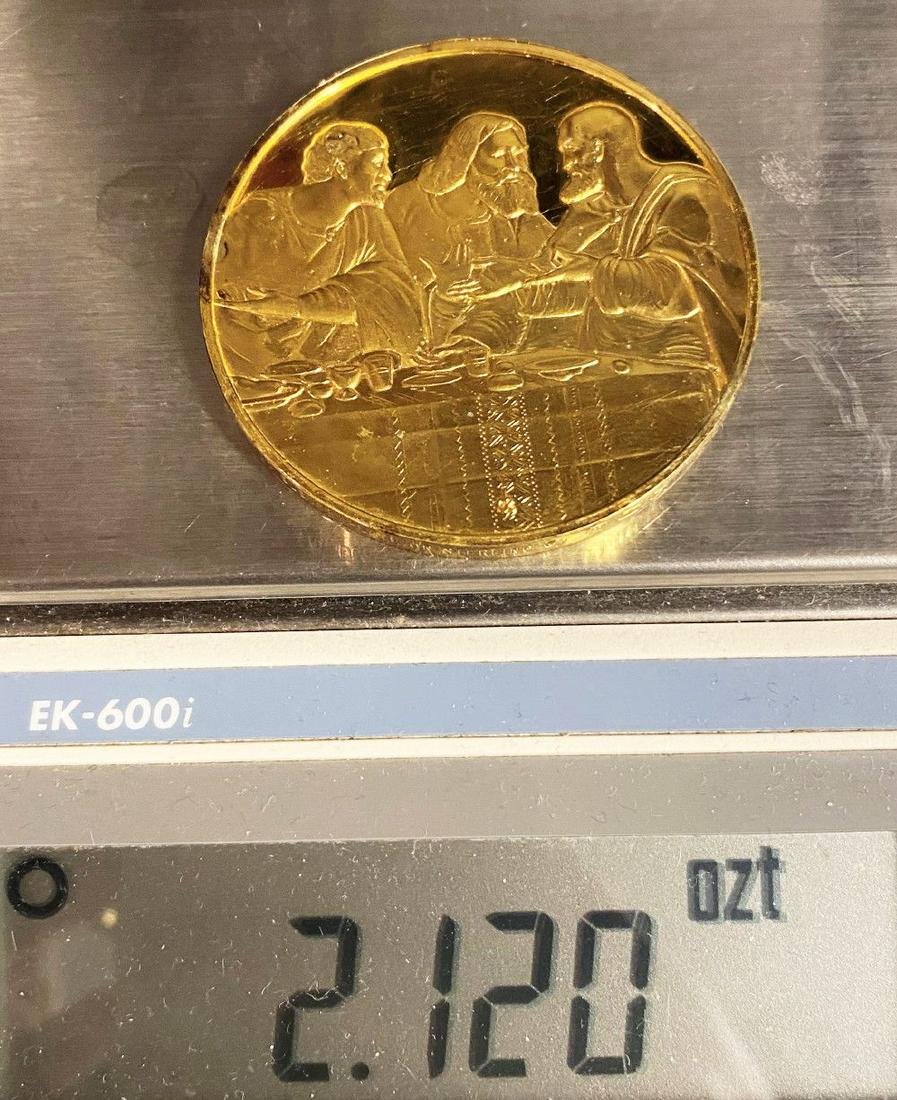 Apostles Last Supper Huge Sterling Golden Silver Medal (1 of 4)