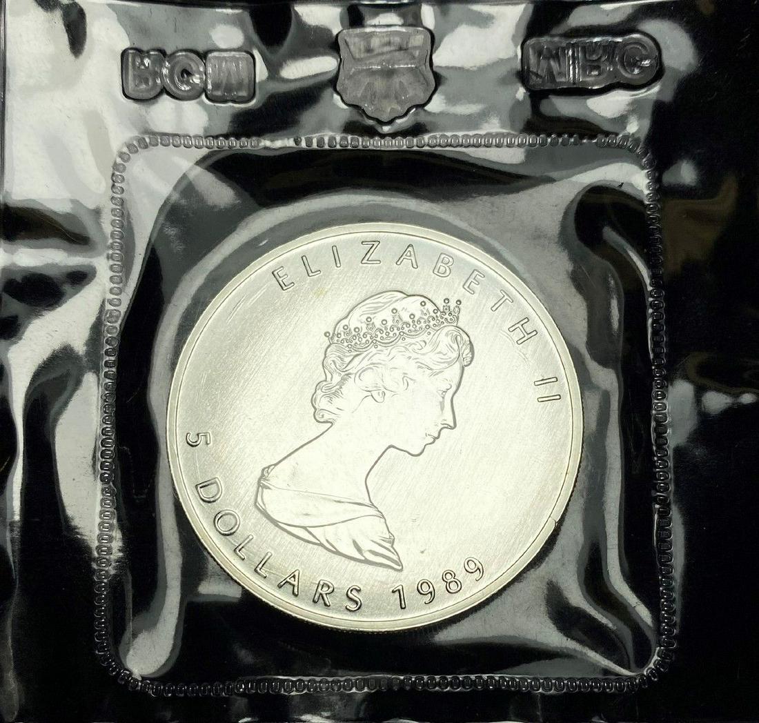1989 Mint Sealed Canadian Maple Leaf Silver 1 oz .9999: Winner shall receive the coin precisely resembling the coin shown here