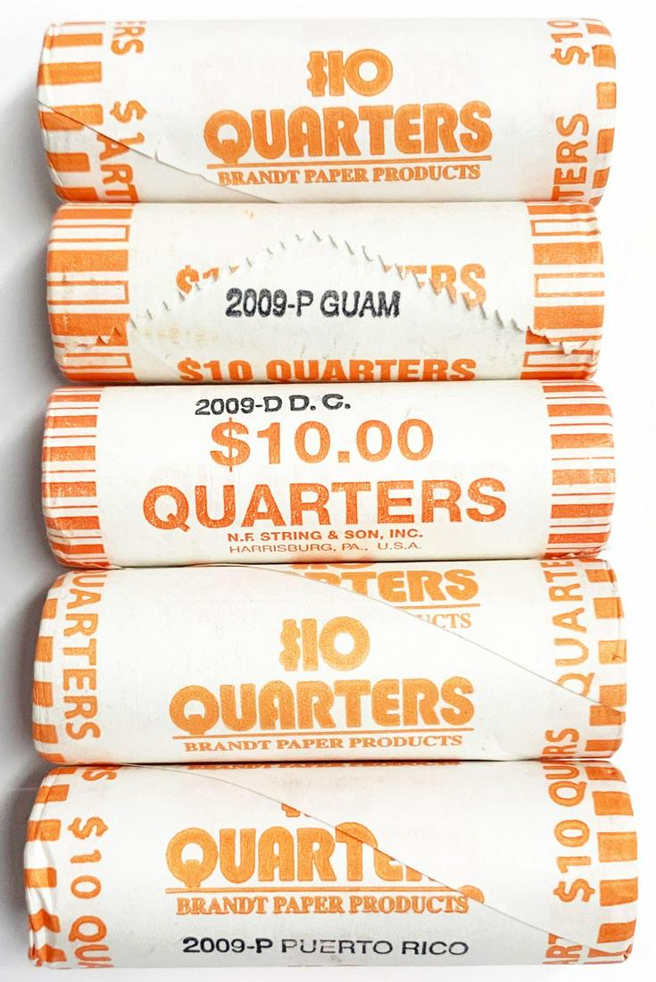 Bank Wrapped BU Rare 25C $50 Face: WINNER SHALL RECEIVE THE EXACT (5) ROLLS OF QUARTERS SHOWN HERE