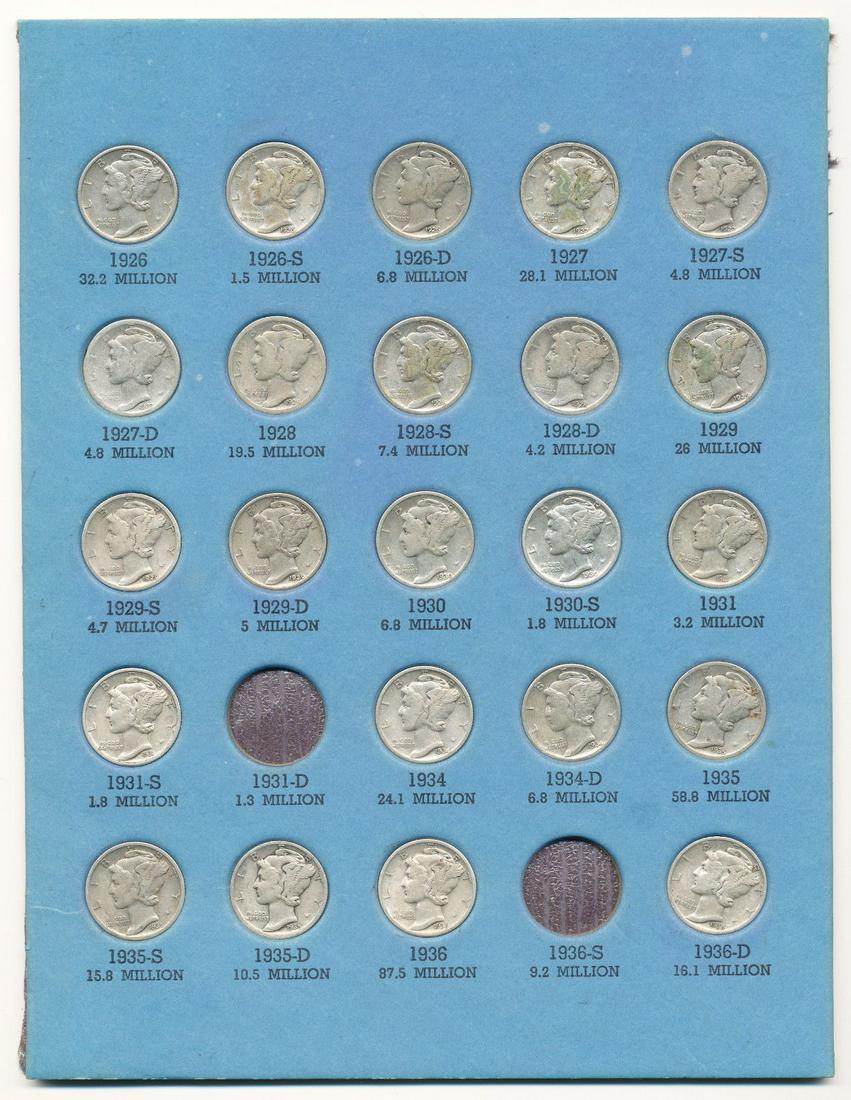 Partial Mercury Dime 10C Collection 1926-1936 (1 of 8)