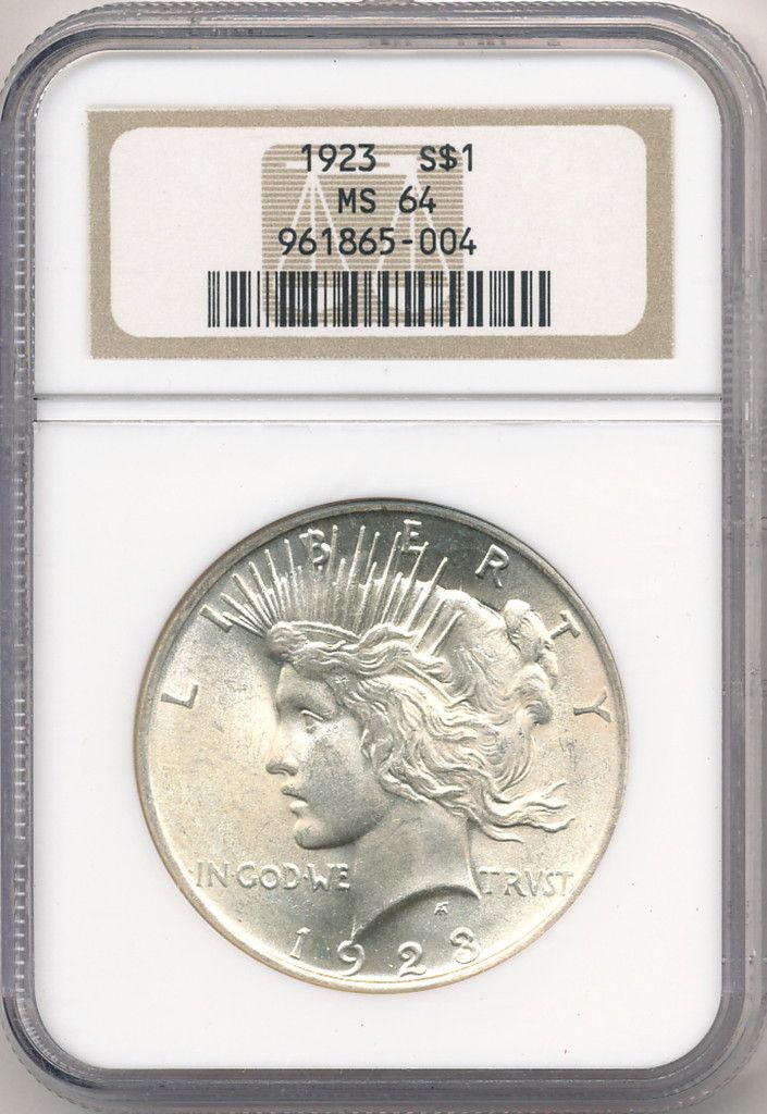 1923 US PEACE SILVER DOLLAR NGC MS64 (1 of 2)