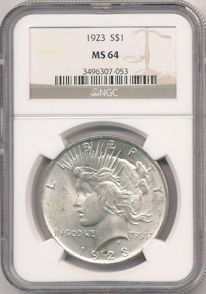 1923 US PEACE SILVER DOLLAR NGC MS64 (1 of 2)