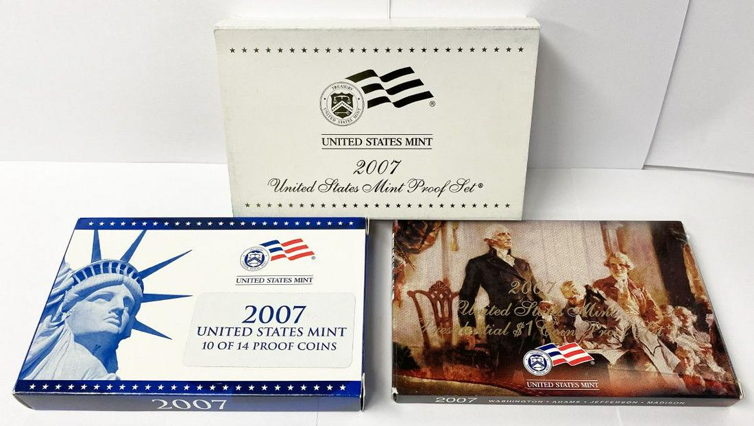 2007 United States Mint 14-Coins Proof Set w/ Box & COA: Winner shall receive the exact set shown here. (ML/B)