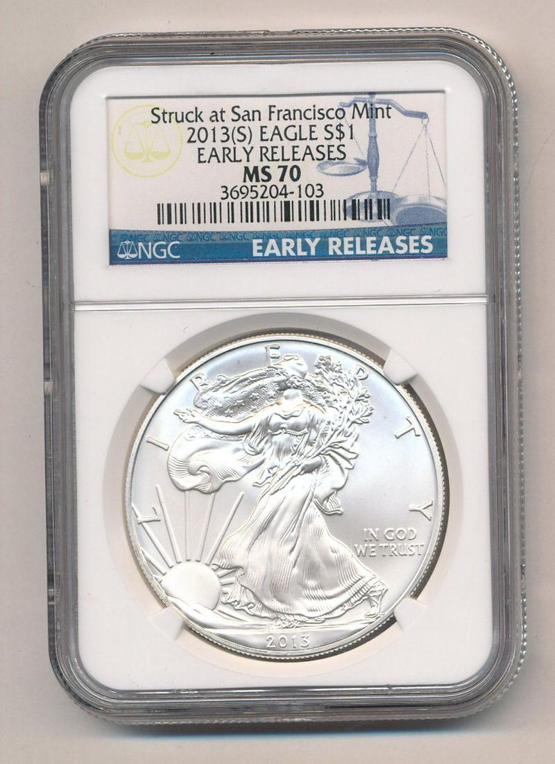 2013-S American Silver Eagle NGC MS70 Early Releases (1 of 2)